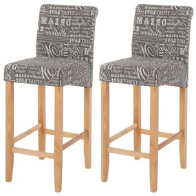 Barová stolička Lance (SET 2 ks) ~ látka písmo, svetlé nohy