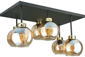 Prisadený luster NESSA 6xE27/60W/230V čierna/zlatá/dymová béžová