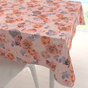 Biante Teflónový štvorcový obrus TF-062 Ruže na lososovo ružovom 80x80 cm