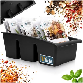 VILDE Organizér na korenie vo vrecúškach, VILDE, čierny, 25 x 15 x 9 cm