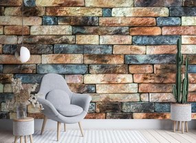 Fototapeta, Barevná cihlová kamenná zeď - 150x105 cm