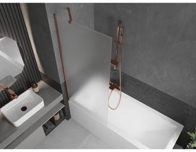 Mexen Next, vaňová zástena 1-krídlová 80 x 150 cm, fixné krídlo, 6 mm námraza sklo, ružové zlato profil, 895-080-000-00-30-60