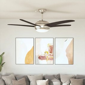 Ozdobný stropný ventilátor s osvetlením, 128 cm, hnedý