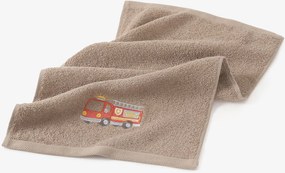 Goldea detský froté uterák - hasiči na hnedej 30 x 50 cm