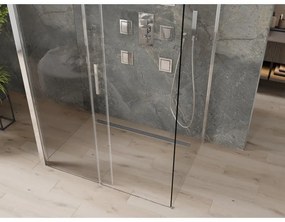 Mexen Omega, 3-stenný sprchovací kút s posuvnými dverami 130 (dvere) x 80 (stena) cm, 8mm číre sklo, chrómový profil, 825-130-080-01-00-3S