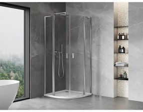 Mexen Mist L, štvrťkruhový sprchový kút s 2-krídlovými dverami, 80 x 80 cm, 8mm číre sklo, chrómový profil, 8A32L-080-080-01-00