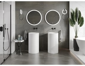 Mexen Ajax-01, voľnestojace umývadlo z konglomerátu 45x45x82 cm, biela matná, 26504500