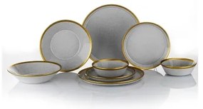 Jedálna súprava 16 ks, sivá/zlatá, porcelán