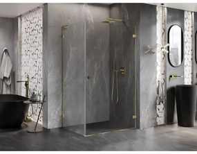 Mexen Lunar-B L, 1-krídlový sprchový kút, pravý, 90 x 80 cm, 8mm číre sklo, zlatý lesklý profil, 832L-090-080-50-00-P
