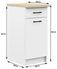 Dolná kuchynská skrinka Ozara SZ40 SZ1 (biela). Vlastná spoľahlivá doprava až k Vám domov. 1069127