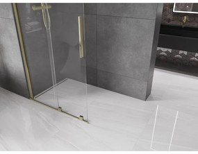 Mexen Velar, posuvné dvere do otvoru typ Walk-In 90 cm, 8mm číre sklo, zlatá lesklá, 871-090-000-03-50