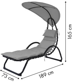 Záhradné lehátko so strechou Jemia sivé