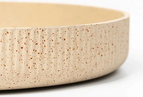 Dekoračná miska ORYVEN, sklolaminát s drážkami, priemer 30 cm, béžová