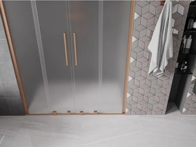 Mexen Velar Duo, posuvné sprchové dvere do otvoru 160 cm, 8mm sklo námraza, medená matná, 871-160-000-32-65