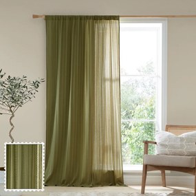 Khaki záclona 140x229 cm Zofia Broderie Anglaise – Pineapple Elephant