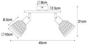 Orientálne bodové svetlo čierne s bambusom 2-svetlo - Rayan