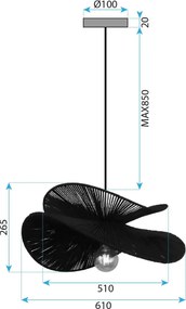 Toolight Pendant, závesné svietidlo 1xE27, APP1833-1CP, čierna, OSW-00636