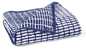 Biely/modrý froté uterák s prímesou bambusu 50x100 cm Nuance – JUNA