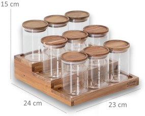 JJA Sada 9ks koreničiek s akátovým viečkom (180ml) + schodíky na koreničky AKAT HARMONY