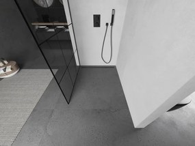 Mexen Kioto L, sprchová zástena Walk-In 100 x 200 cm, 8mm číre sklo čierny vzor, grafitový profil, 800-100-103-95-77