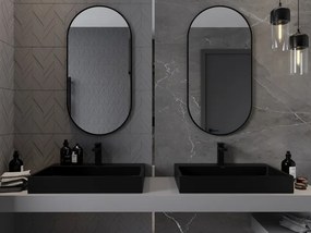 Mexen Loft oválne kúpeľňové zrkadlo 100 x 50 cm, čierny rám - 9851-100-050-000-70