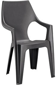 Plastová stolička Dante s vysokým operadlom grafit