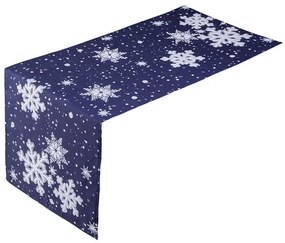 Vianočný behúň modrý SNEHOVÉ VLOČKY 40 x 110 cm
