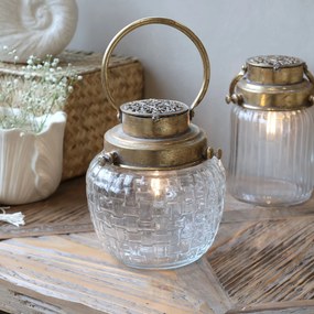 Chic Antique Svietiaci LED lampáš French Antique brass 17 cm
