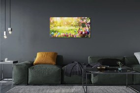 Obraz na plátne Basket vajcia kvetina lúka 120x60 cm