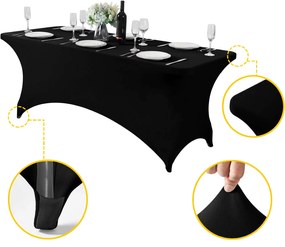 MultiGarden Viacúčelový elastický poťah na cateringový stôl 240 cm - čierna MultiGarden