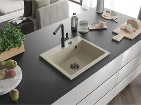 Mexen Oscar, 1-komorový granitový drez 580x490x205 mm, béžová, 6519581000-69-B