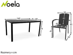 Noela Záhradný jedálenský set Viking L + 6x ratanová stolička Roma