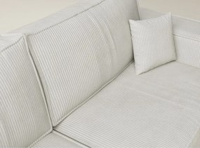 Krémovobiela menčestrová rozkladacia/s úložným priestorom rohová pohovka (ľavý roh/do L) Tonga – Maison de Rêve