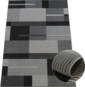 Koberec Lotus 9303 GREY – sivočierny obdĺžnikový koberec Rozmer: 80x150 cm