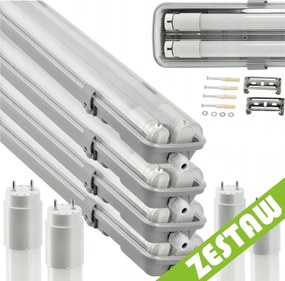 SADA 4x hermetické svietidlo 120 cm lampa + CW LED žiarivky