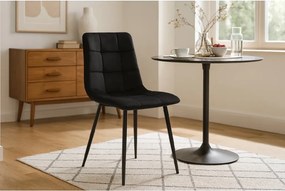 GARDEN LINE Moderná prešívaná zamatová stolička Farba: čierna