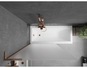 Mexen Next L, 1-krídlová vaňová zástena 100 x 150 cm, 6mm sklo námraza, ružové zlato profil, 895-100-000-03-30-60