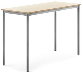 Stôl SONITUS, 1400x600x900 mm, HPL - breza, strieborná