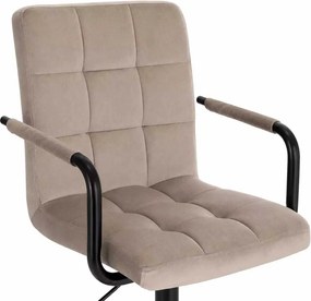LuxuryForm DESIGN Barová stolička VERONA BLACK VELUR na čiernej hranatej podstave - latte