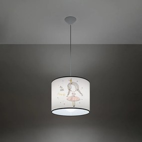 Detské závesné svietidlo Princess, 1x plastové tienidlo so vzorom, (fi 30cm)