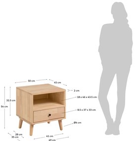 Nočný stolík z kaučukového dreva Kave Home Wari