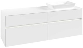 VILLEROY &amp; BOCH Collaro závesná skrinka pod umývadlo na dosku (umývadlo vpravo), 4 zásuvky, s LED osvetlením, 1600 x 500 x 548 mm, White Matt, C122B0MS