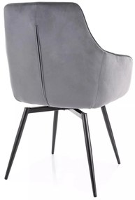 Otočné jídelní křeslo Marlo Velvet šedé/černé