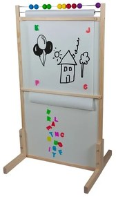 Detská magnetická a kriedová tabuľa s počítadlom a rolí papiera