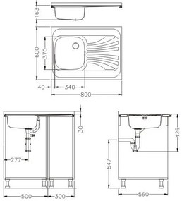 ALVEUS SETA24019 -Kuchynský drez CLASSIC+drezová batéria MINTAS 34 cm oceľ/čierna