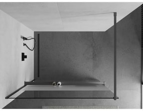 Mexen Kioto+, sprchová zástena Walk-In s poličkou a vešiakom 80 x 200 cm, 8mm číre sklo-námraza, grafitový profil, 800-080-121-95-35