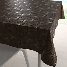 Biante Zamatový štvorcový obrus Isabela IBL-012 Rose Gold trojuholníky na hnedom 70x70 cm