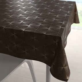 Biante Zamatový štvorcový obrus Isabela IBL-012 Rose Gold trojuholníky na hnedom 80x80 cm