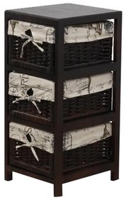 Kondela Komoda, 3 prútené košíky tmavo hnedá/béžová, ELI 1