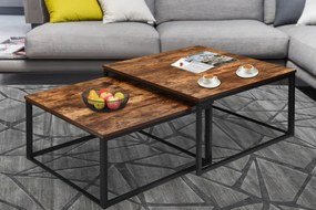Sada 2 konferenčných stolíkov VELEN Rustic dub